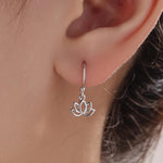 Sterling Silver Lotus Flower Drop Hook Earrings, Silver or Gold or Rose Gold, Water Lily Earrings, Lotus Earrings, Lotus Flower Earrings