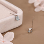 Genuine Swiss Blue Topaz Crystal Droplet Stud Earrings in Sterling Silver, Natural Blue Topaz Pear Shape Stud Earrings, March Birthstone