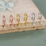 Ribbon Bow Huggie Hoop Earrings in Sterling Silver, Silver or Gold or Rose Gold, Ribbon Bow Earrings, Ribbon Bow Huggies