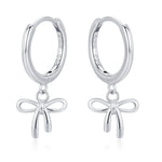 Ribbon Bow Huggie Hoop Earrings in Sterling Silver, Silver or Gold or Rose Gold, Ribbon Bow Earrings, Ribbon Bow Huggies