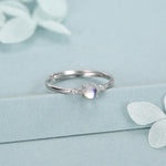 Tiny Moonstone Ring in Sterling Silver, Adjustable Size, 4mm Moonstone Ring, Prong Set, Lab Moonstone Ring, Delicate Stacking Ring,