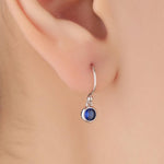 Tiny Sapphire Blue CZ Drop Earrings in Sterling Silver, Cubic Zirconia Hook Earrings, Silver, Gold or Rose Gold, Minimal Earrings