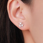 Tiny Biohazard Stud Earrings in Sterling Silver, Silver, Gold or Rose Gold, Small Halloween Earrings