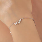 Leaf Motif Bracelet in Sterling Silver, Silver or Gold or Rose gold, Olive Leaf Bracelet, Olive Branch Bracelet