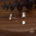 Mismatched Stag Beetle Stud Earrings in Sterling Silver, Silver, Gold or Rose Gold, Asymmetric Beetle Earrings, Bugs Earrings,