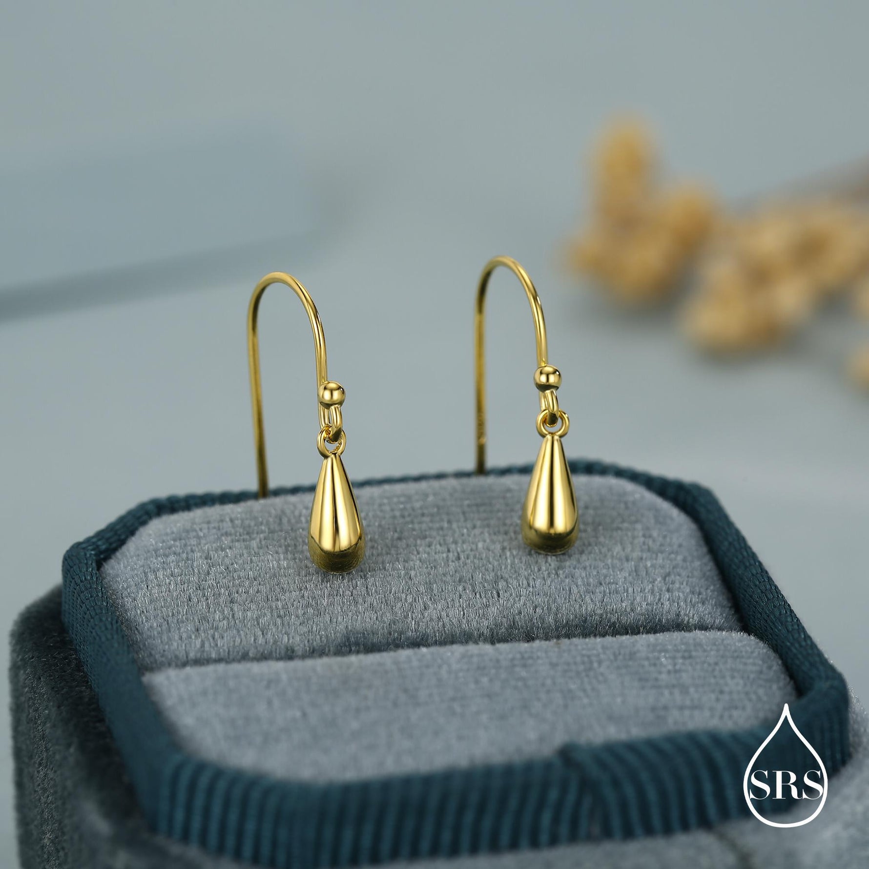 Small Droplet Drop Hook Earrings in Sterling Silver, Silver, Gold or Rose Gold, Waterdrop Dangle Earrings, Raindrop Earrings