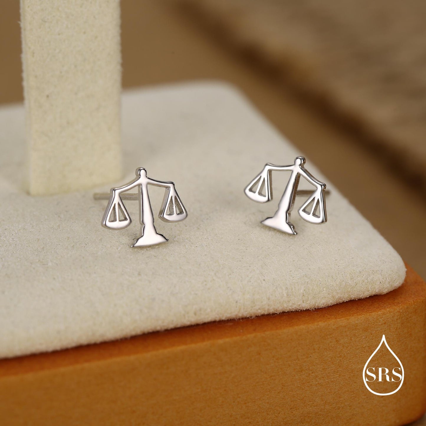 Sterling Silver Libra Scales Stud Earrings