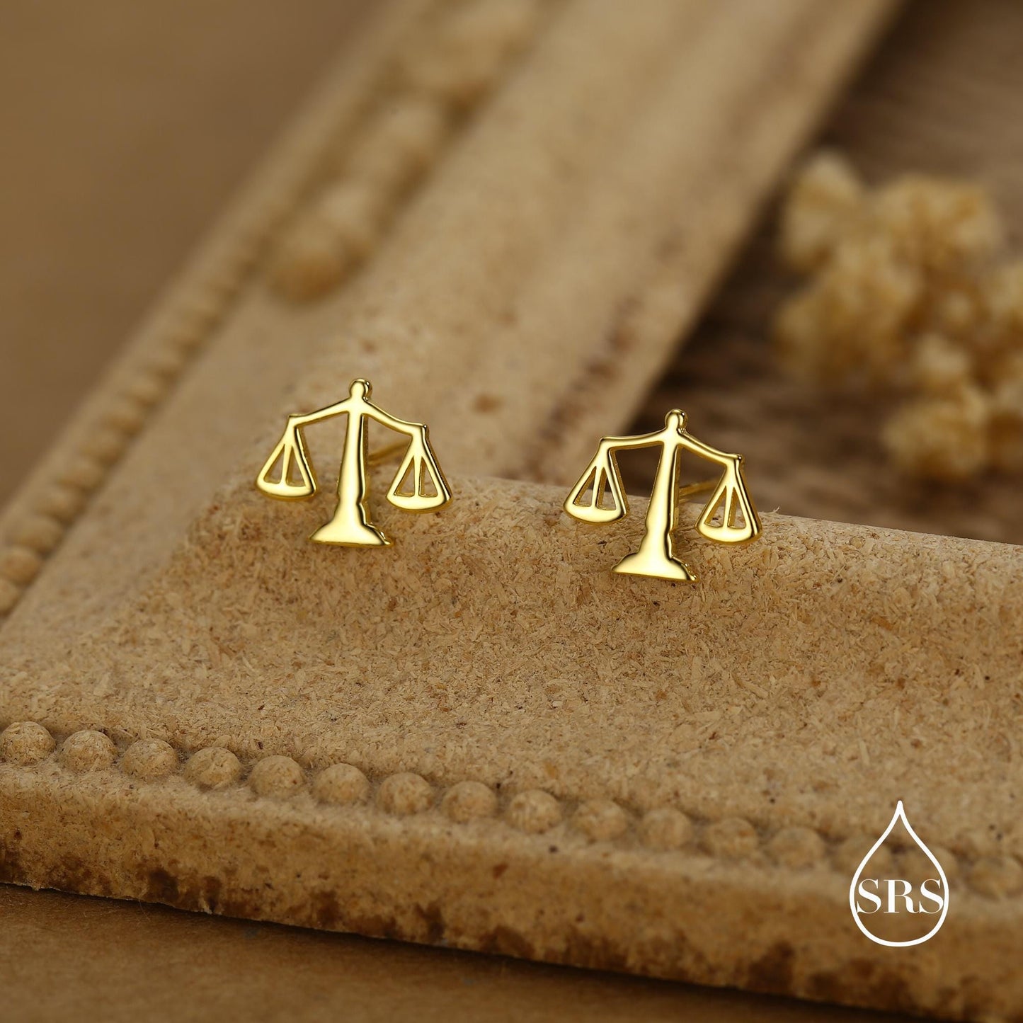 Sterling Silver Libra Scales Stud Earrings