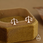 Sterling Silver Libra Scales Stud Earrings