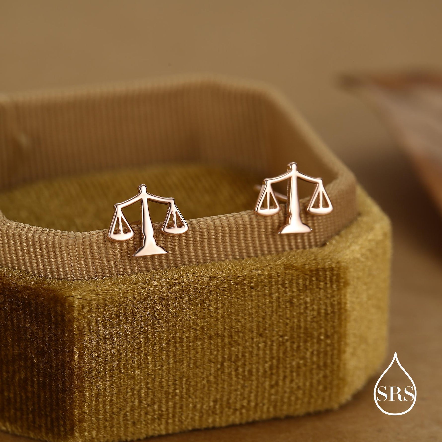 Sterling Silver Libra Scales Stud Earrings