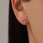 Sterling Silver Libra Scales 16G Flat Back Earrings