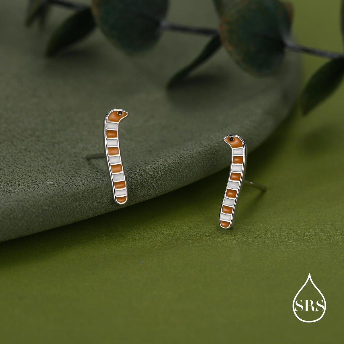 Sterling Silver Enamel Garden Eel Stud Earrings