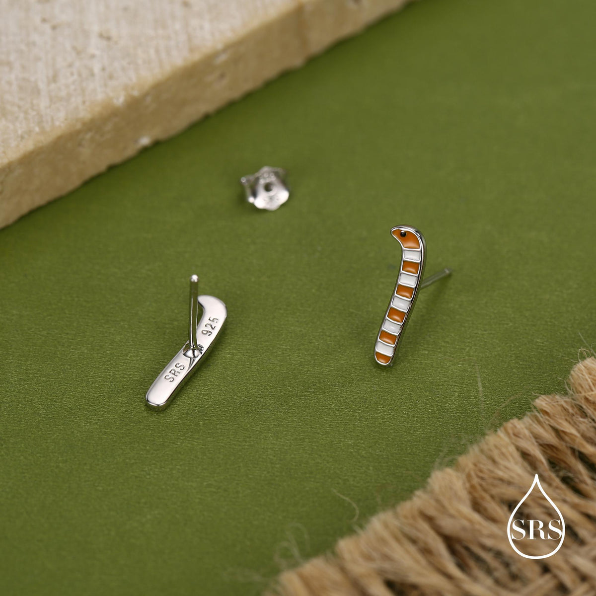 Sterling Silver Enamel Garden Eel Stud Earrings