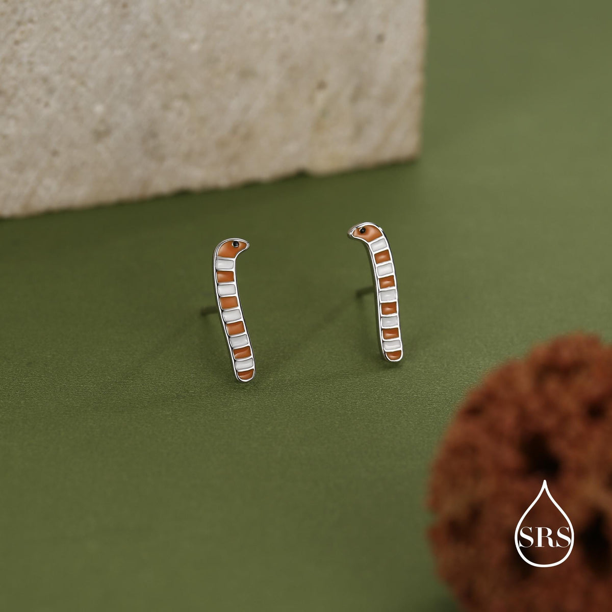 Sterling Silver Enamel Garden Eel Stud Earrings