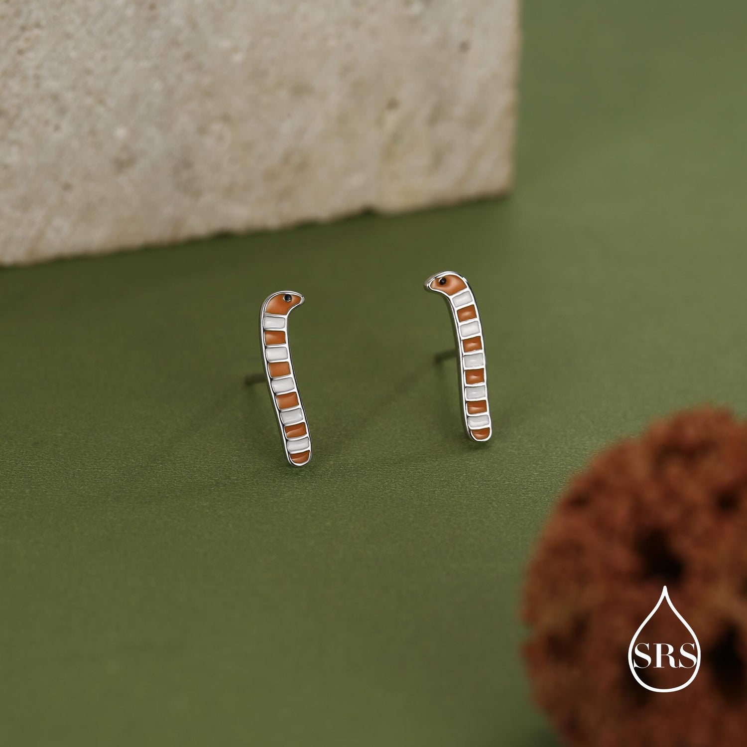 Sterling Silver Enamel Garden Eel Stud Earrings