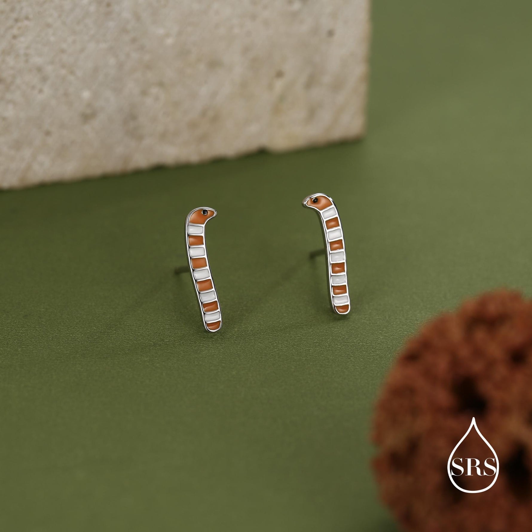 Sterling Silver Enamel Garden Eel Stud Earrings