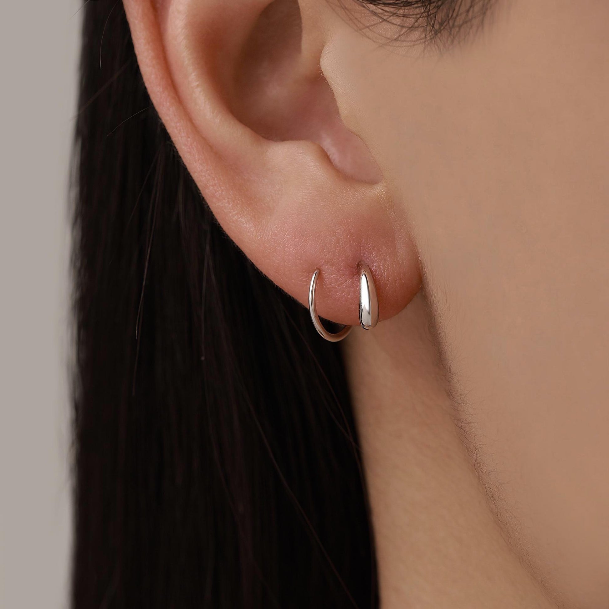 Spiral Hoop Earrings In Sterling Silver, Silver, Gold or Rose Gold, Minimalist Spiral Earrings, Droplet Hoops, Droplet Spirals