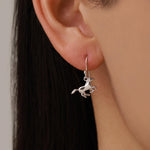 Sterling Silver Cute Horse Dangle Hook Earrings, Silver or Gold or Rose Gold, Horse Earrings, Dainty Horse Dangle Earrings, Horse Earrings