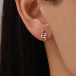Mismatched Sword and Snake Stud Earrings in Sterling Silver, Silver or Gold Finish, Asymmetric Snake and Sword Earrings