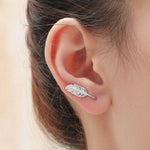 Feather Crawler Earrings in Sterling Silver, Silver, Gold or Rose Gold, Feather Ear Crawlers, Feather Ear Climbers, Feather Hook Earrings