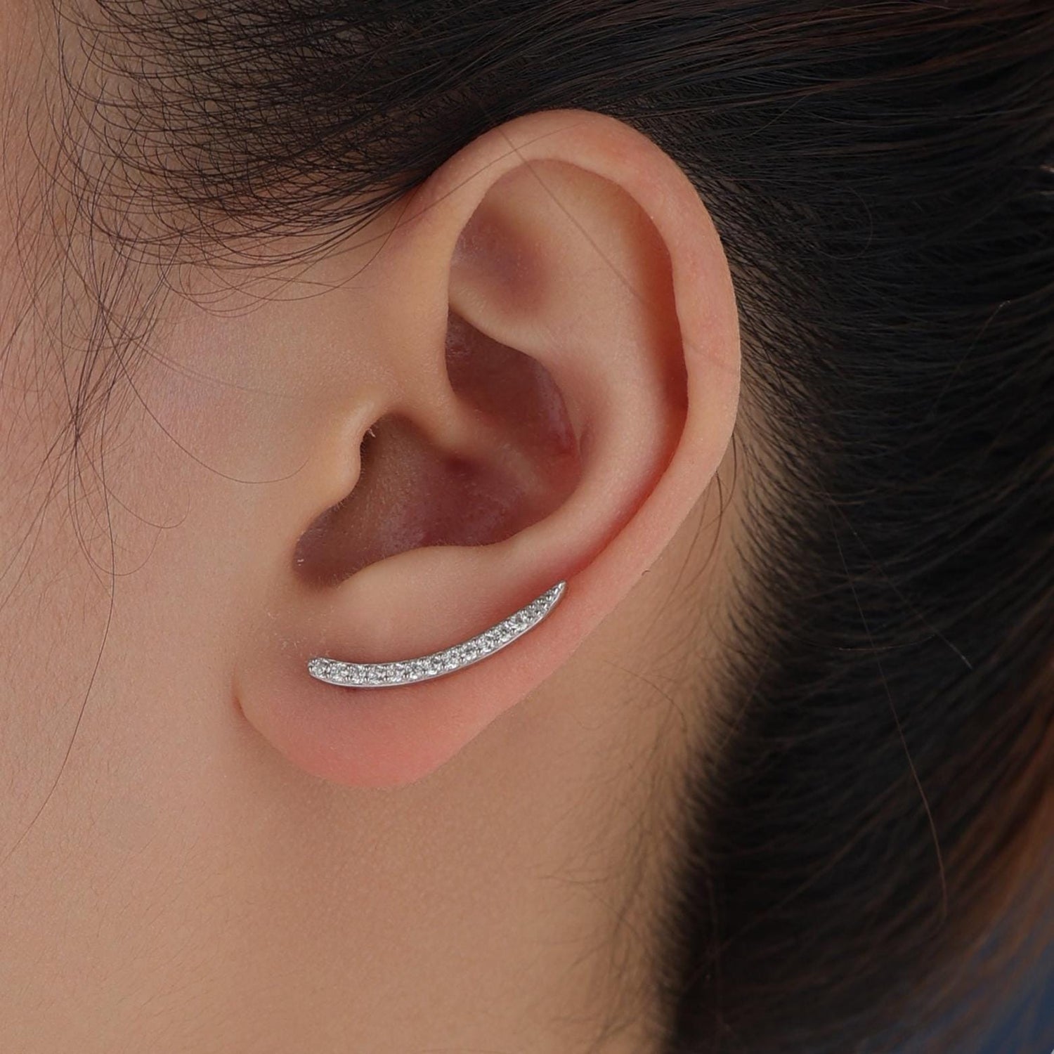 CZ Crawler Earrings in Sterling Silver, Silver or Gold, Crystal Ear Crawlers, Ear Climbers