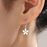 Forget-me-not Flower Drop Hook Earrings in Sterling Silver, Partial Gold, Flower hoop Earrings, Forget-me-not Floral Earrings