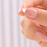 Tiny Heart Threader Earrings in Sterling Silver, Silver or Gold or Rose Gold, Heart Ear Threaders, Heart Threaders, Chain Earrings