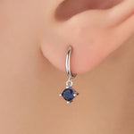 Tiny Sapphire Blue CZ Huggie Hoop in Sterling Silver, Silver or Gold or Rose Gold, Minimalist Simple Hoop Earrings, 4mm CZ Hoops