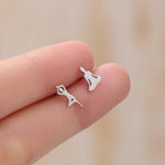Mismatched Yoga Pose Stud Earrings in Sterling Silver, in Silver or Gold or Rose Gold, Asymmetric Yoga Earrings, Silver Meditation Earring