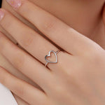 Open Heart Ring in Sterling Silver, US 5 - 8, Minimalist Ring, Geometric Heart Ring in Silver, Solid Silver Ring