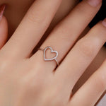 Open Heart Ring in Sterling Silver, US 5 - 8, Minimalist Ring, Geometric Heart Ring in Silver, Solid Silver Ring