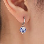 Ceramic Beads Hoop Earrings in Sterling Silver, Silver or Gold , 6mm or 8mm Porcelain Beads, Ceramic Beads Earrings