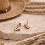 Cowboy Boot Stud Earrings in Sterling Silver, Silver, Gold or Rose Gold, Cowboy Boot Earrings, Cowboy Earrings