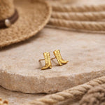 Cowboy Boot Stud Earrings in Sterling Silver, Silver, Gold or Rose Gold, Cowboy Boot Earrings, Cowboy Earrings