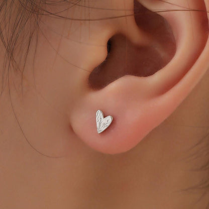 Sterling Silver Tiny Textured Heart Stud Earrings, Extra Small Heart Stud, Silver, Gold and Rose Gold, Heart Earrings