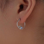 Moonstone Eye Hoop Earrings in Sterling Silver, Silver or Gold Evil Eye Hoops, Simulated Moonstone, Evil Eye Earrings, Eye Earrings