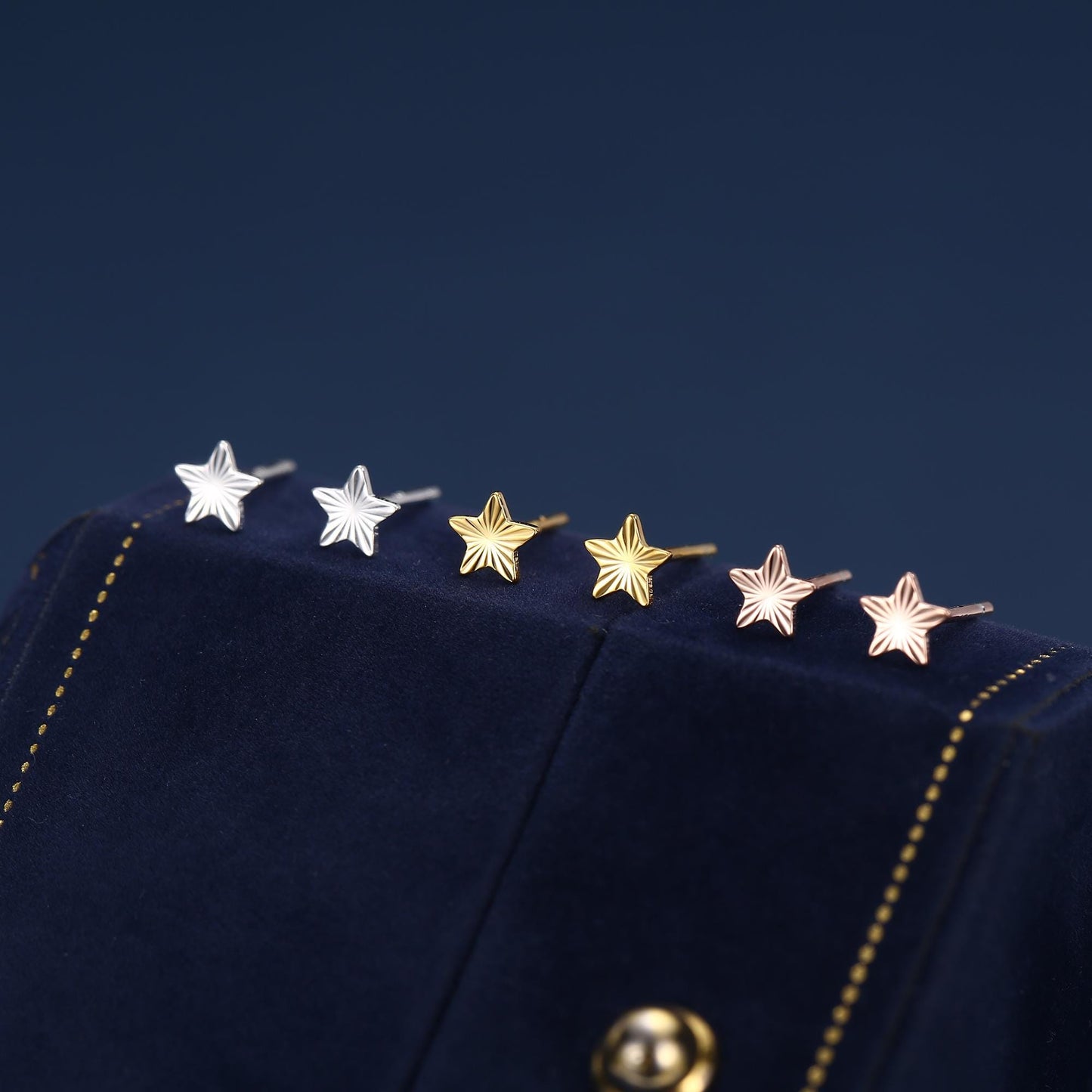 Sterling Silver Sunburst Star Stud Earrings