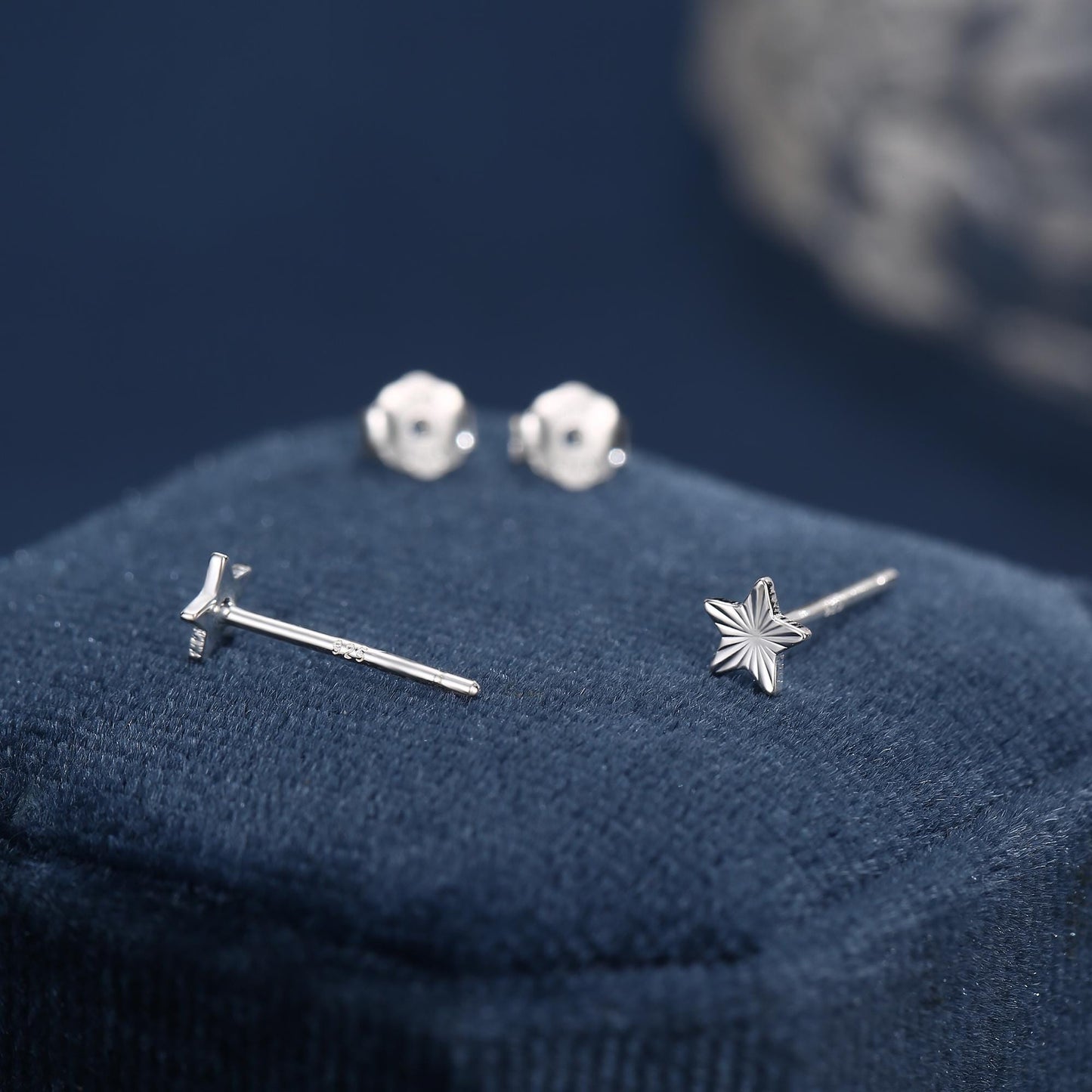 Sterling Silver Sunburst Star Stud Earrings