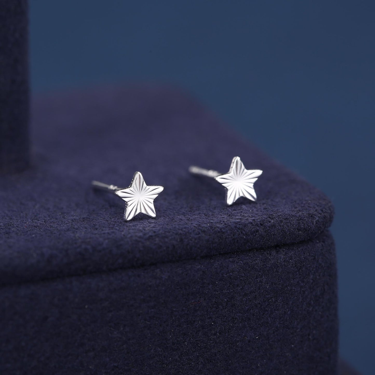 Sterling Silver Sunburst Star Stud Earrings