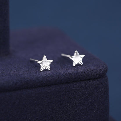 Sterling Silver Sunburst Star Stud Earrings