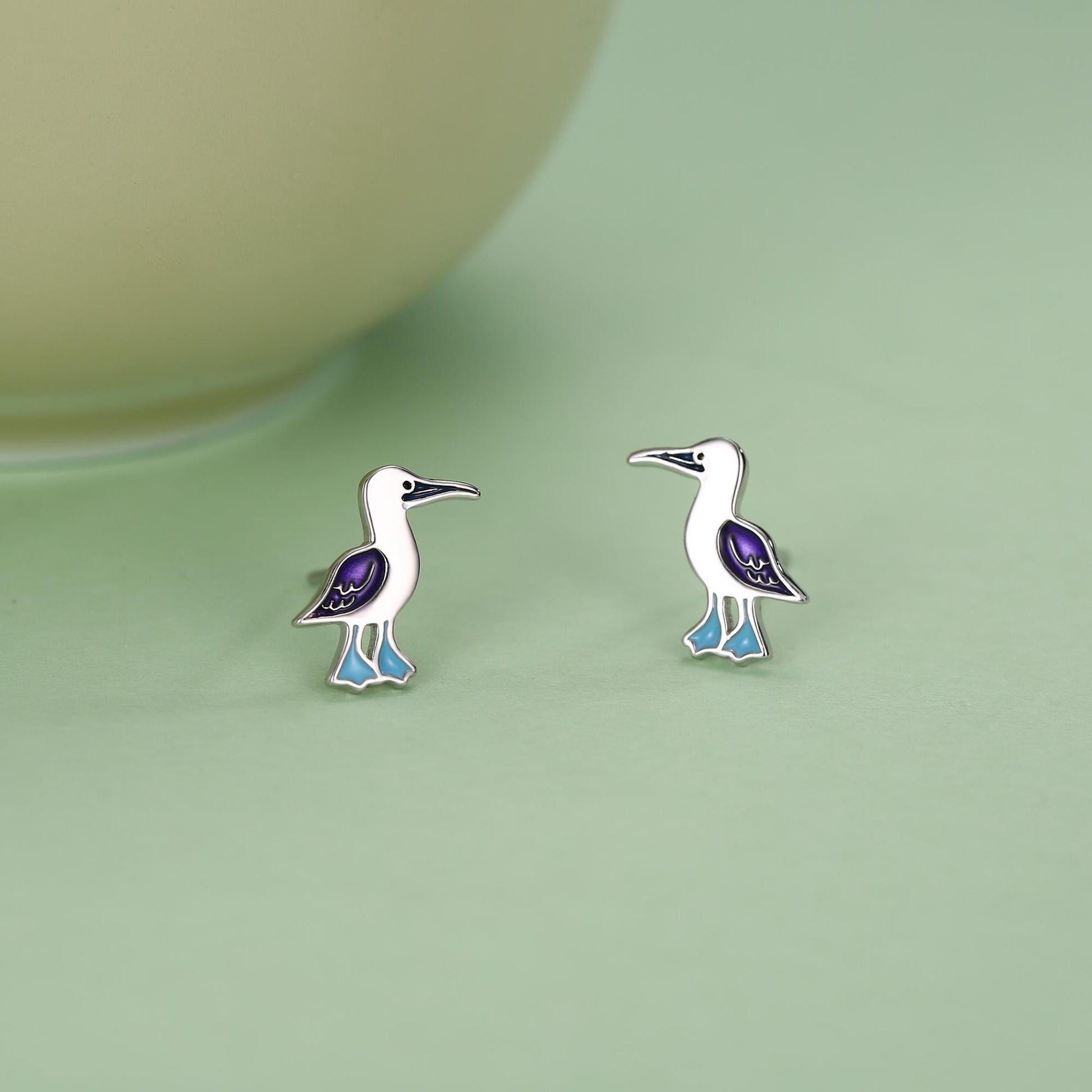 Sterling Silver Blue-Footed Booby Stud Earrings