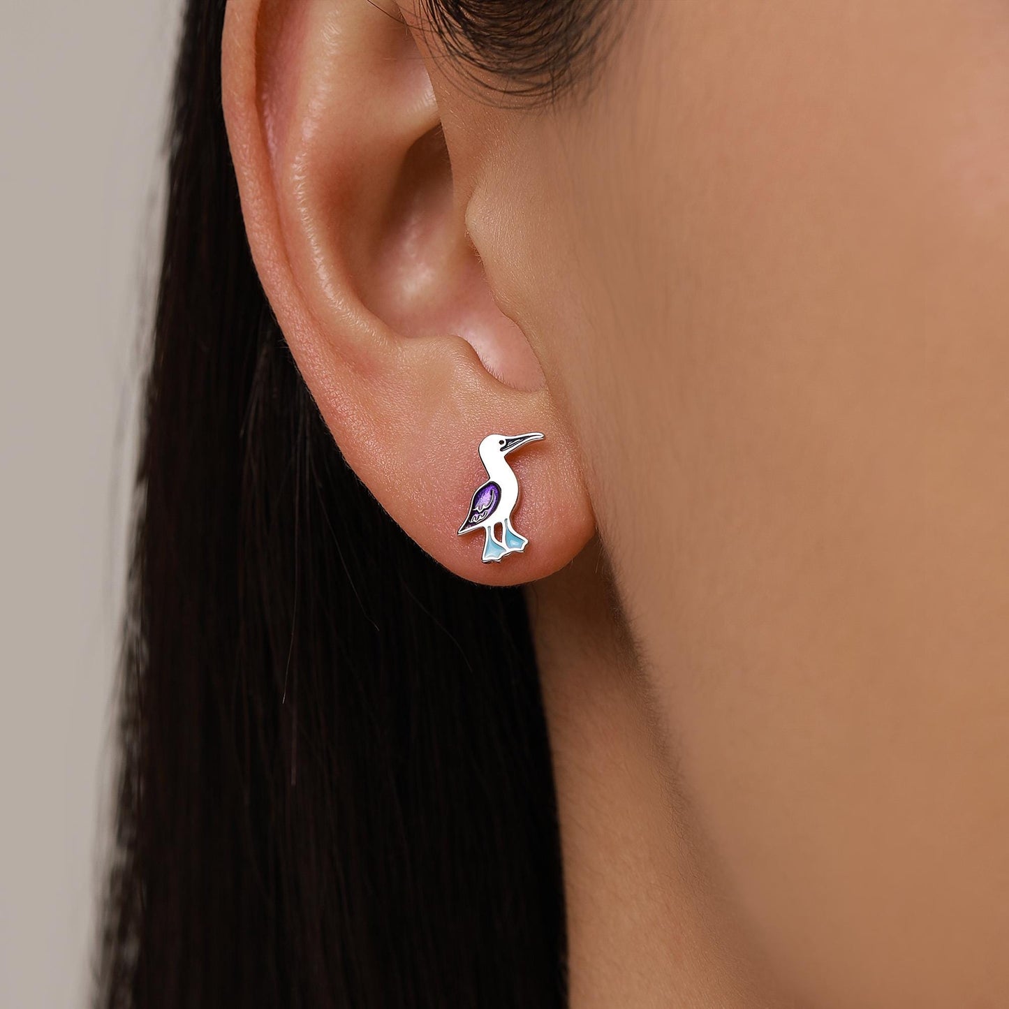 Sterling Silver Blue-Footed Booby Stud Earrings