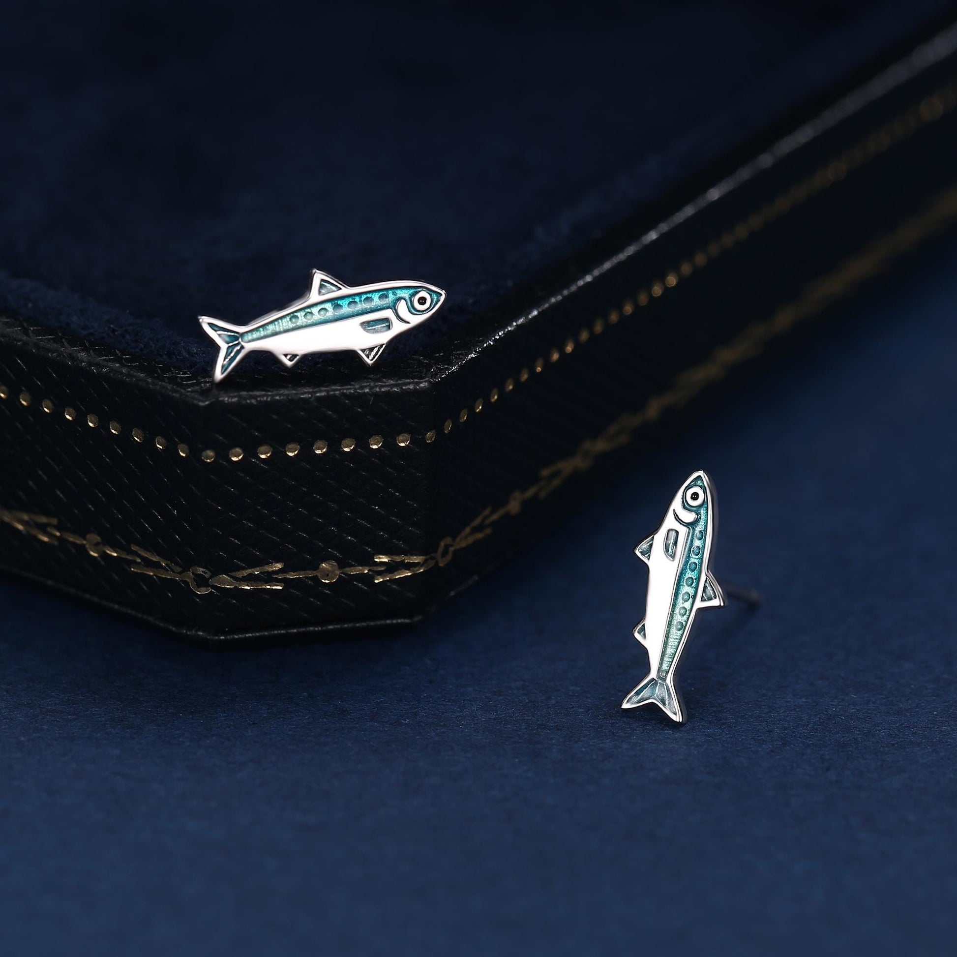 Sterling Silver Sardine Stud Earrings