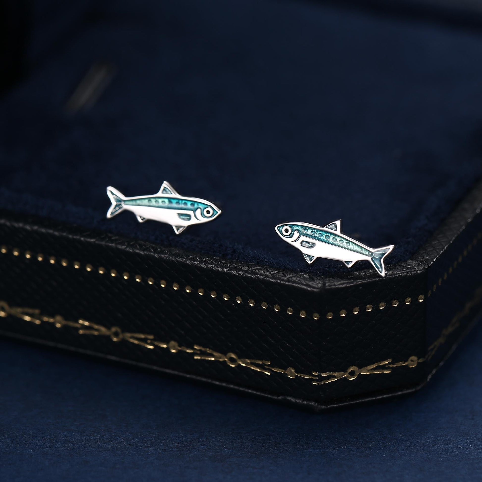Sterling Silver Sardine Stud Earrings