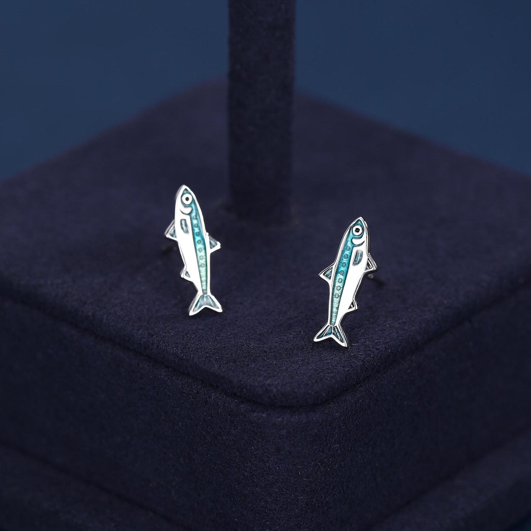 Sterling Silver Sardine Stud Earrings