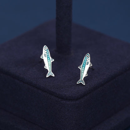 Sterling Silver Sardine Stud Earrings