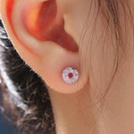 Enamel Glazed Donut Stud Earrings in Sterling Silver, Silver or Gold, Donut Earrings, Food Earrings