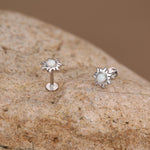 Sterling Silver Opal Sun 16G Flat Back Earrings