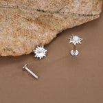 Sterling Silver Opal Sun 16G Flat Back Earrings