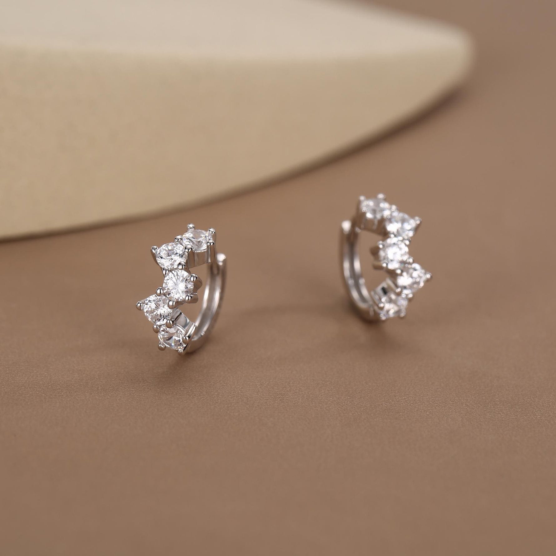 Star Constellation CZ Huggie Hoops in Sterling Silver, Silver or Gold or Rose Gold, 9mm Inner Diameter, CZ Cluster Hoops,